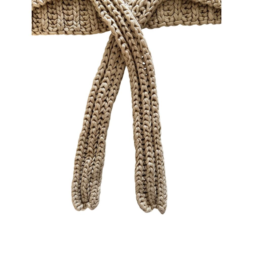 Granny Knit Tan Shoulder Cover Shrug with Tie Front - Picture 8 of 9